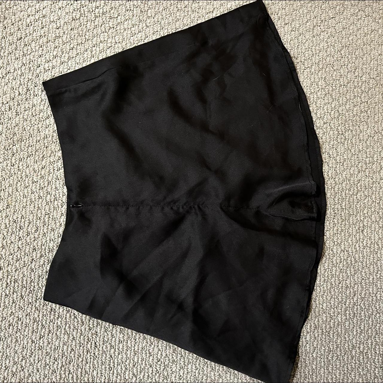 Satin Black Mini Skirt - Depop