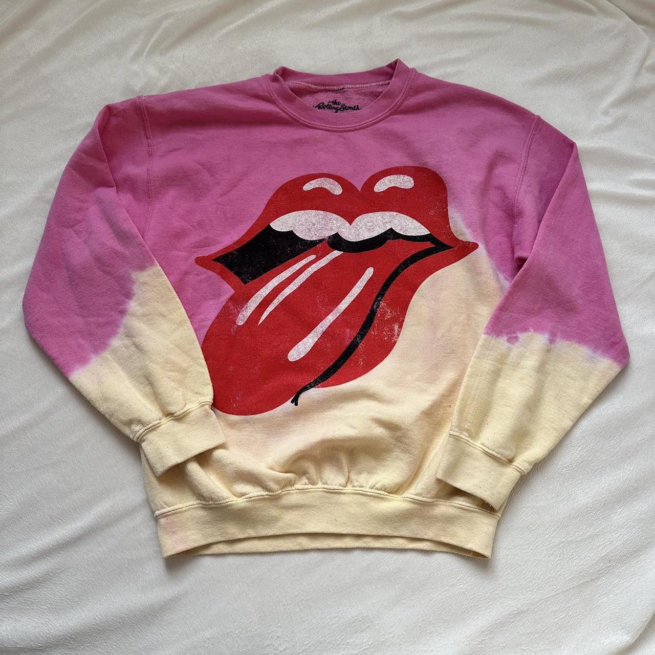 Pink and yellow rolling best sale stones sweatshirt