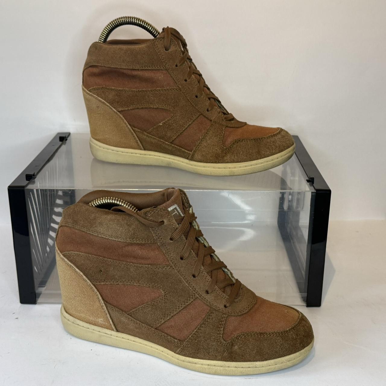 Brown suede wedge sneaker perfect for casual wear