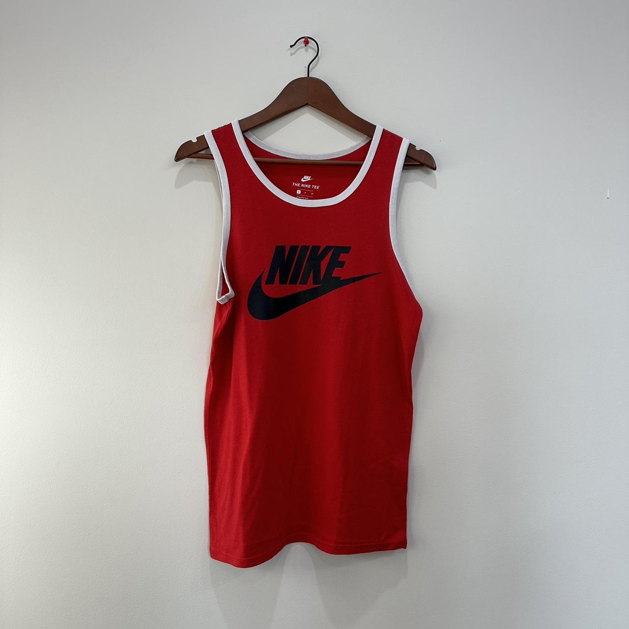 Red Athletic Cut Nike Tee Tank Top. Men's S Red - Depop