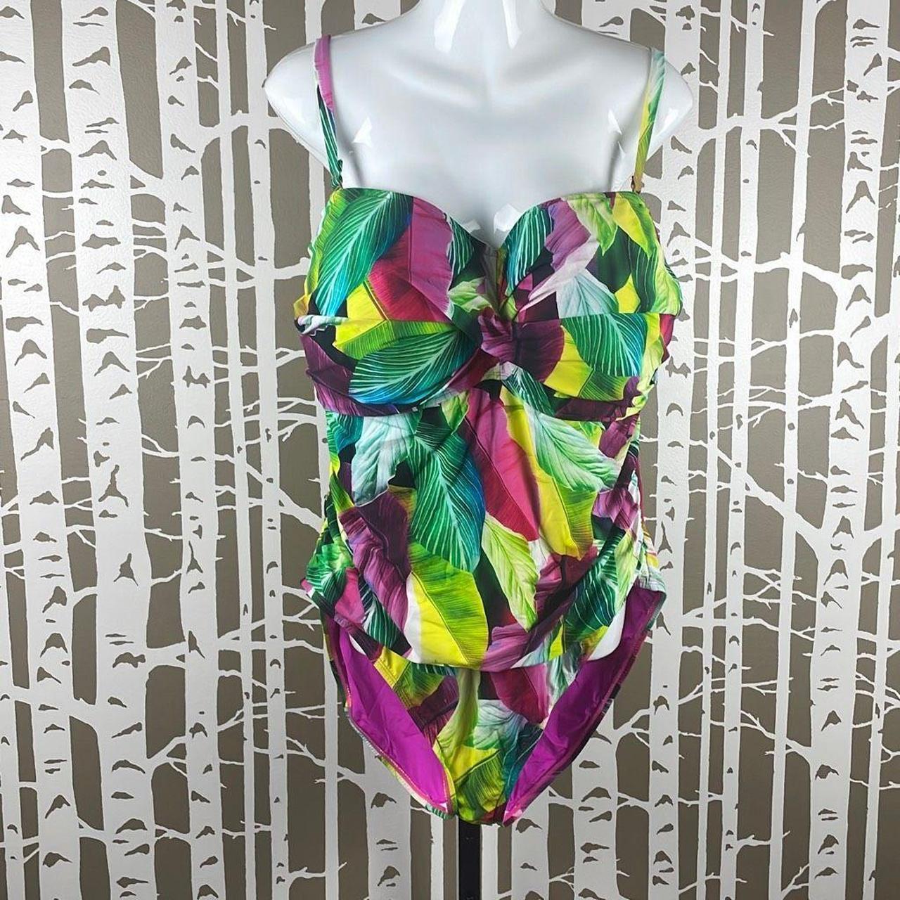 La Blanca Colorful Palm Leaf Print One Piece - Depop