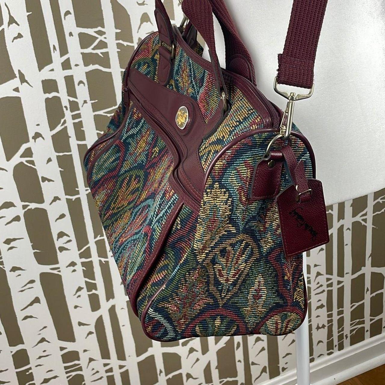 Diane Von Furstenberg DVF Vintage Palm Tree Tapestry Duffel Weekender Bag  18”