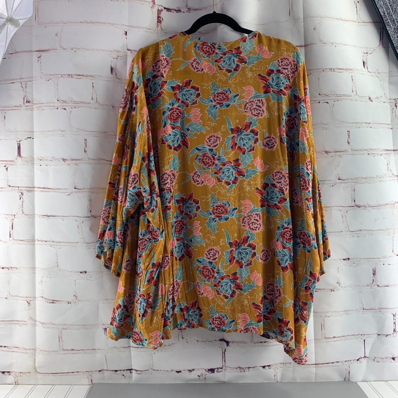 Artesia Golden Floral Kimono Color - Golden Rod Size... - Depop