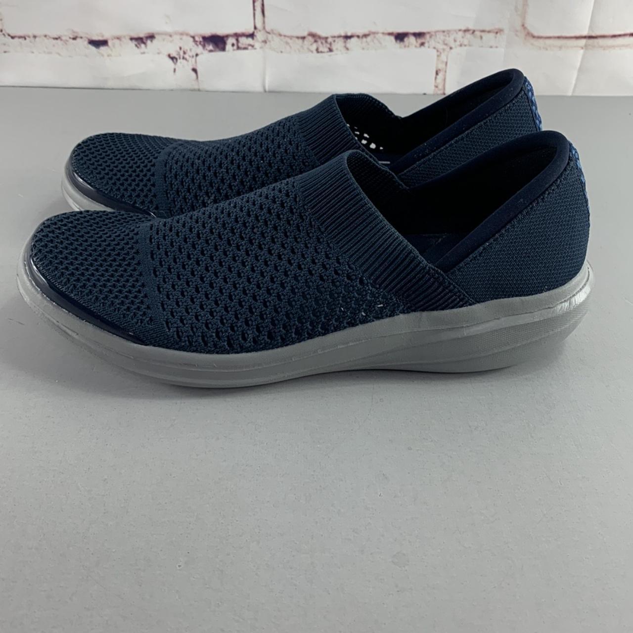 Bzees Charlie Open Knit Slip On Shoes Blue Size 10... - Depop