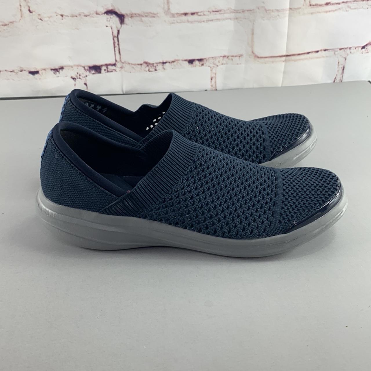 Bzees Charlie Open Knit Slip On Shoes Blue Size 10... - Depop