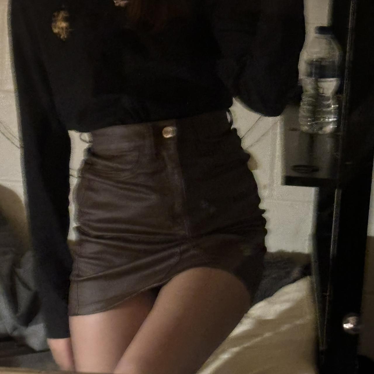 Brown leather skirt primark best sale