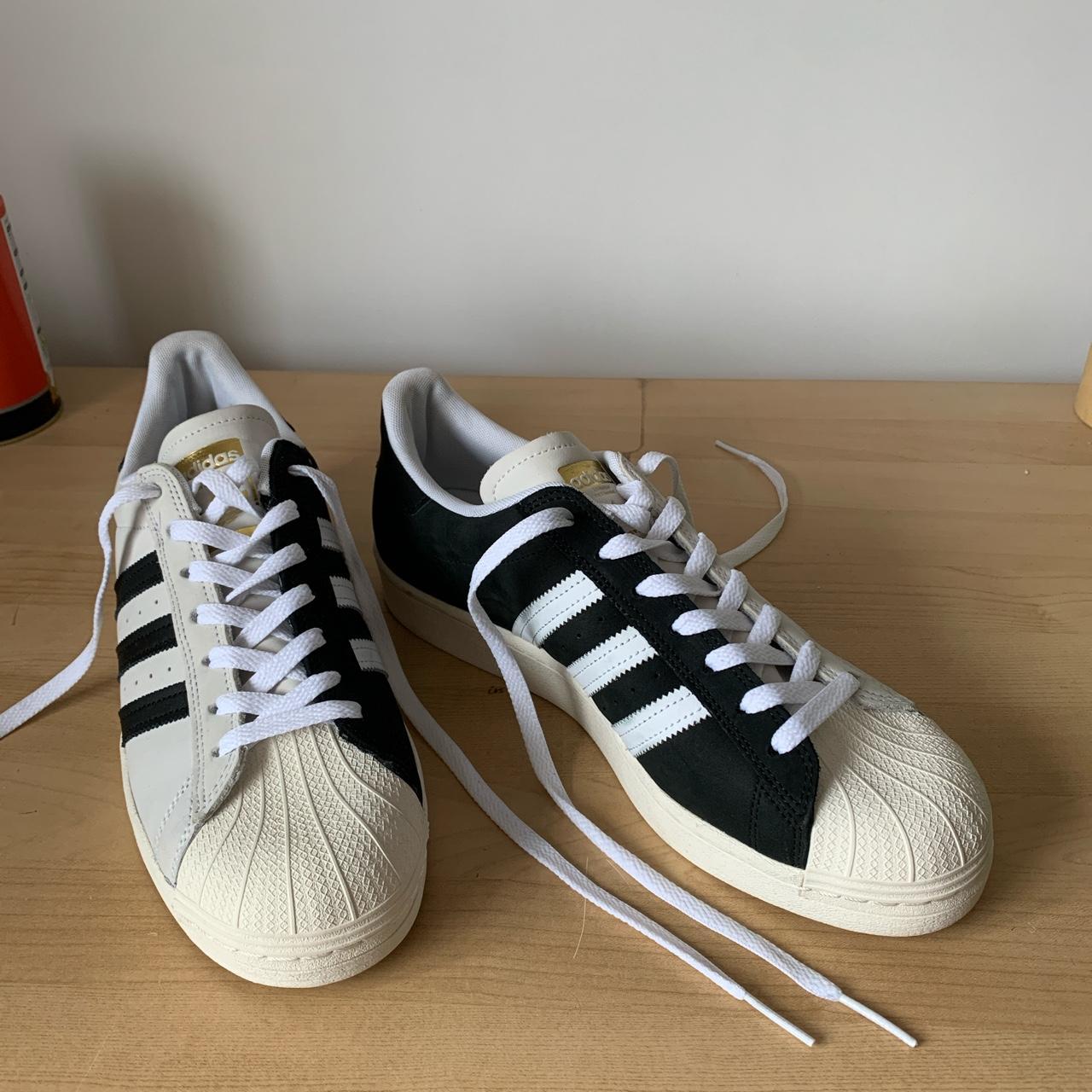 adidas adv superstars Black and White Size UK... - Depop