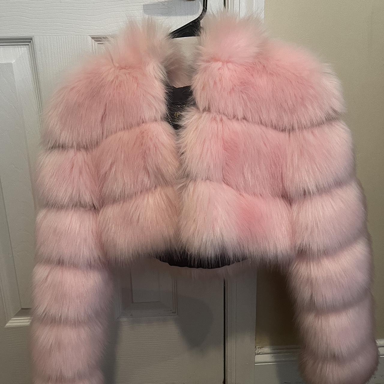 pink cropped fur coat 💗 #pink #fluffy #coat - Depop