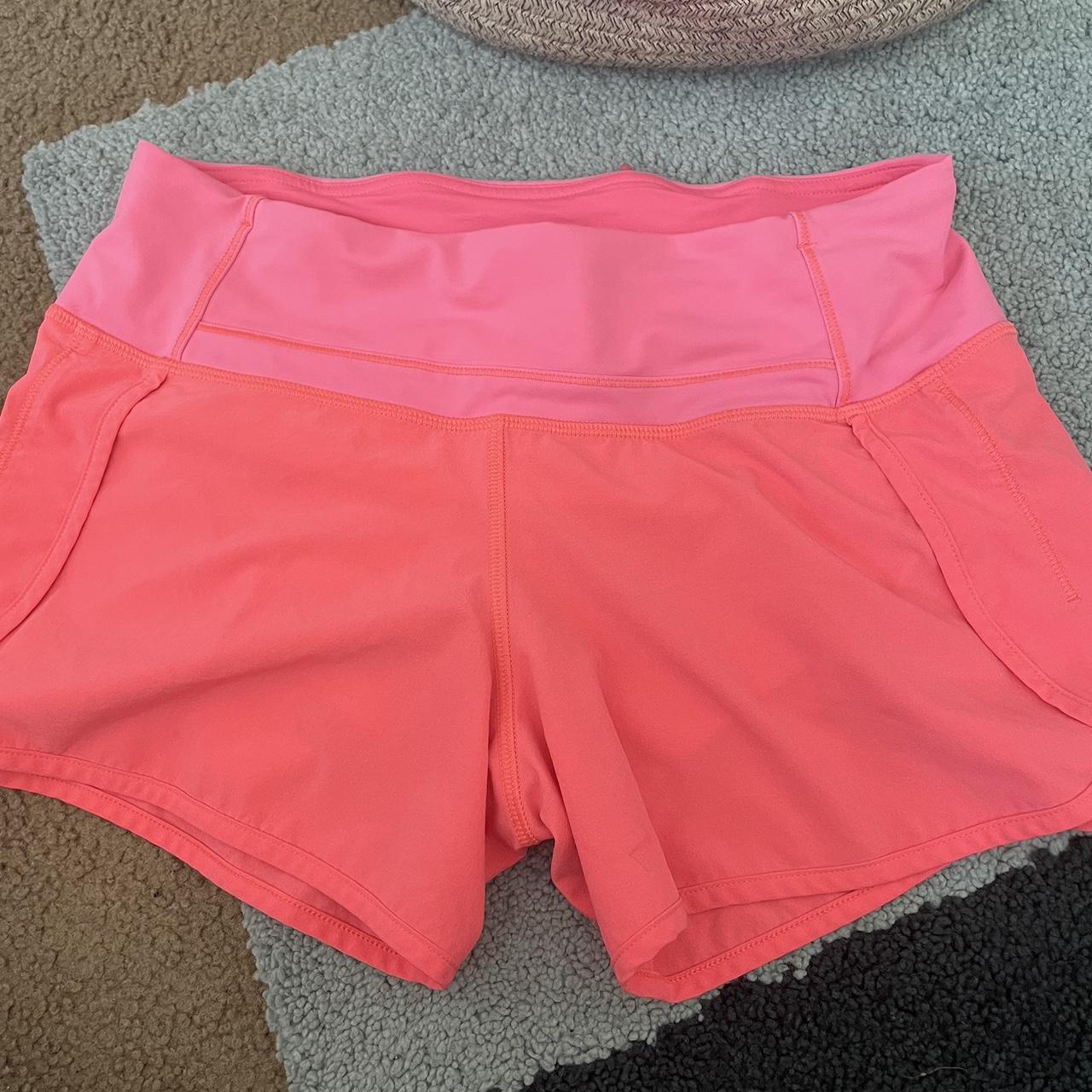 LULU LEMON SPEED UP SHORTS size 4 Neon really good... - Depop