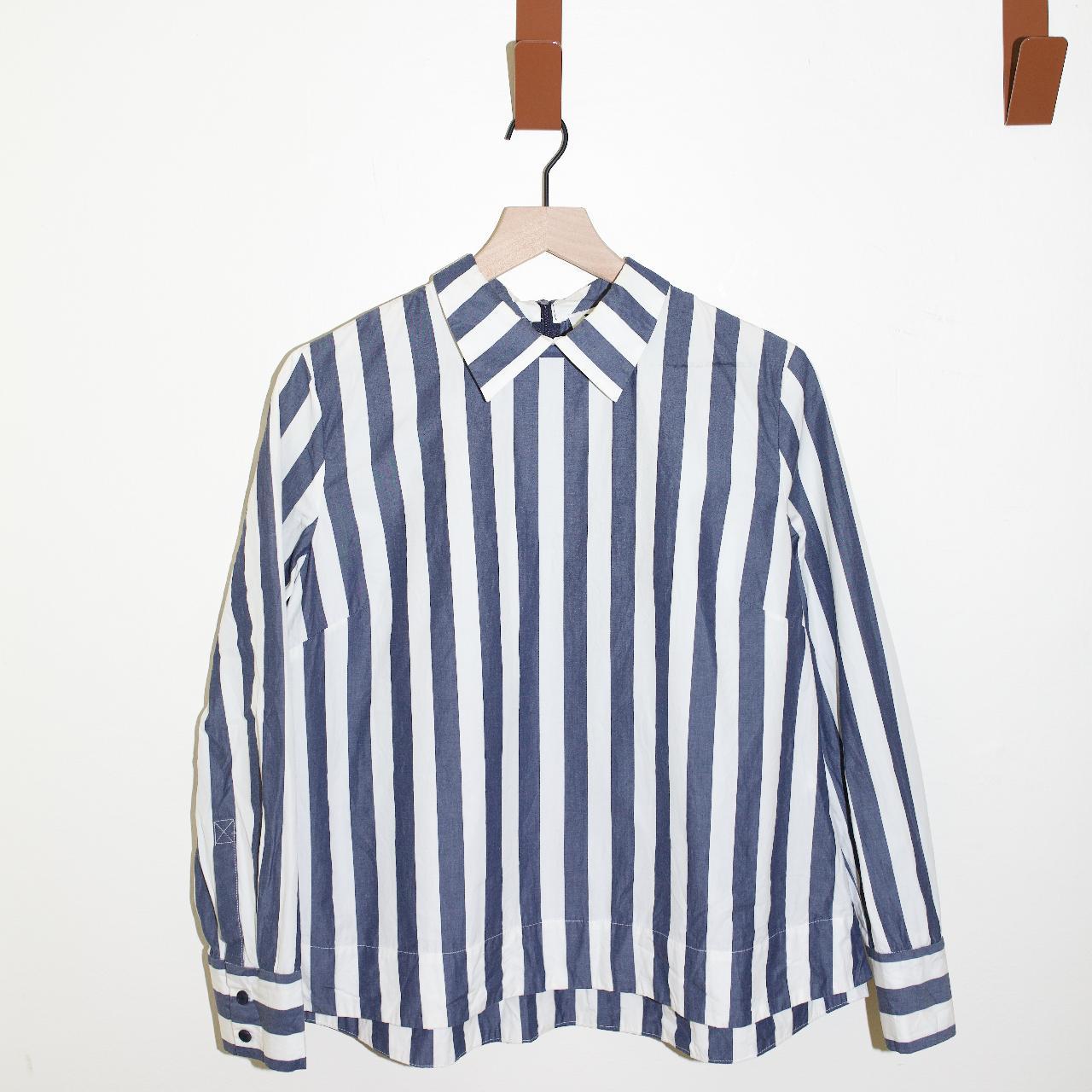 YMC Women's White and Blue Blouse