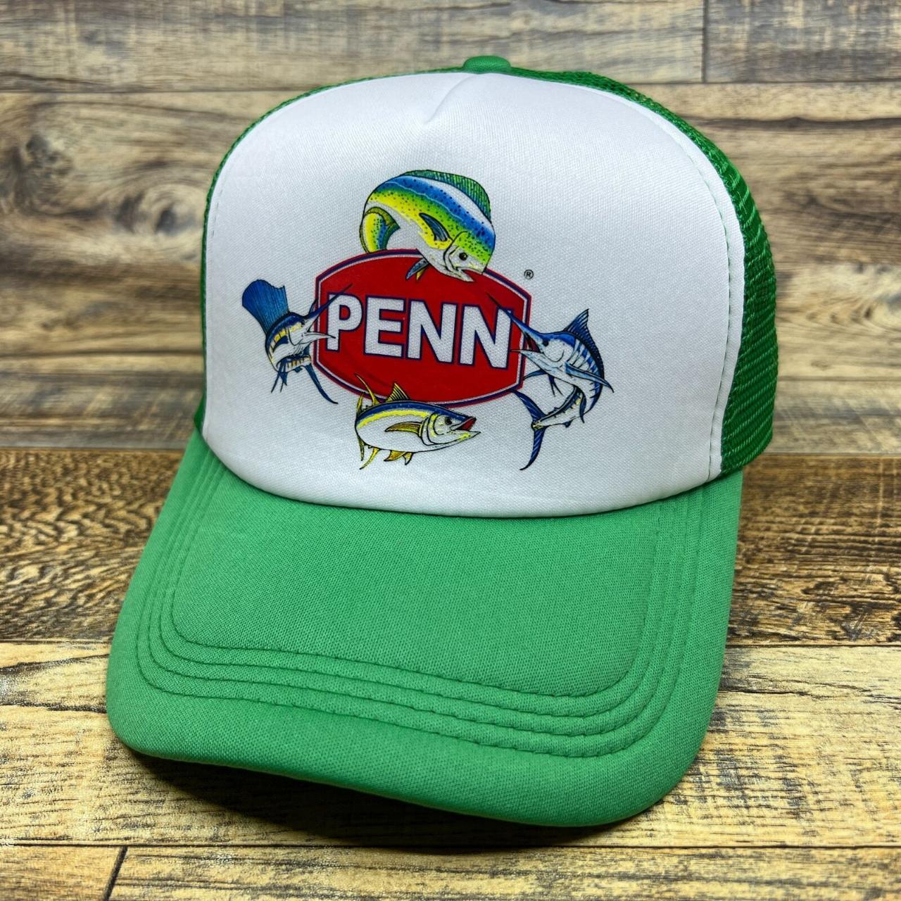Penn Fishing Mens Trucker Hat Green Snapback Hooks - Depop