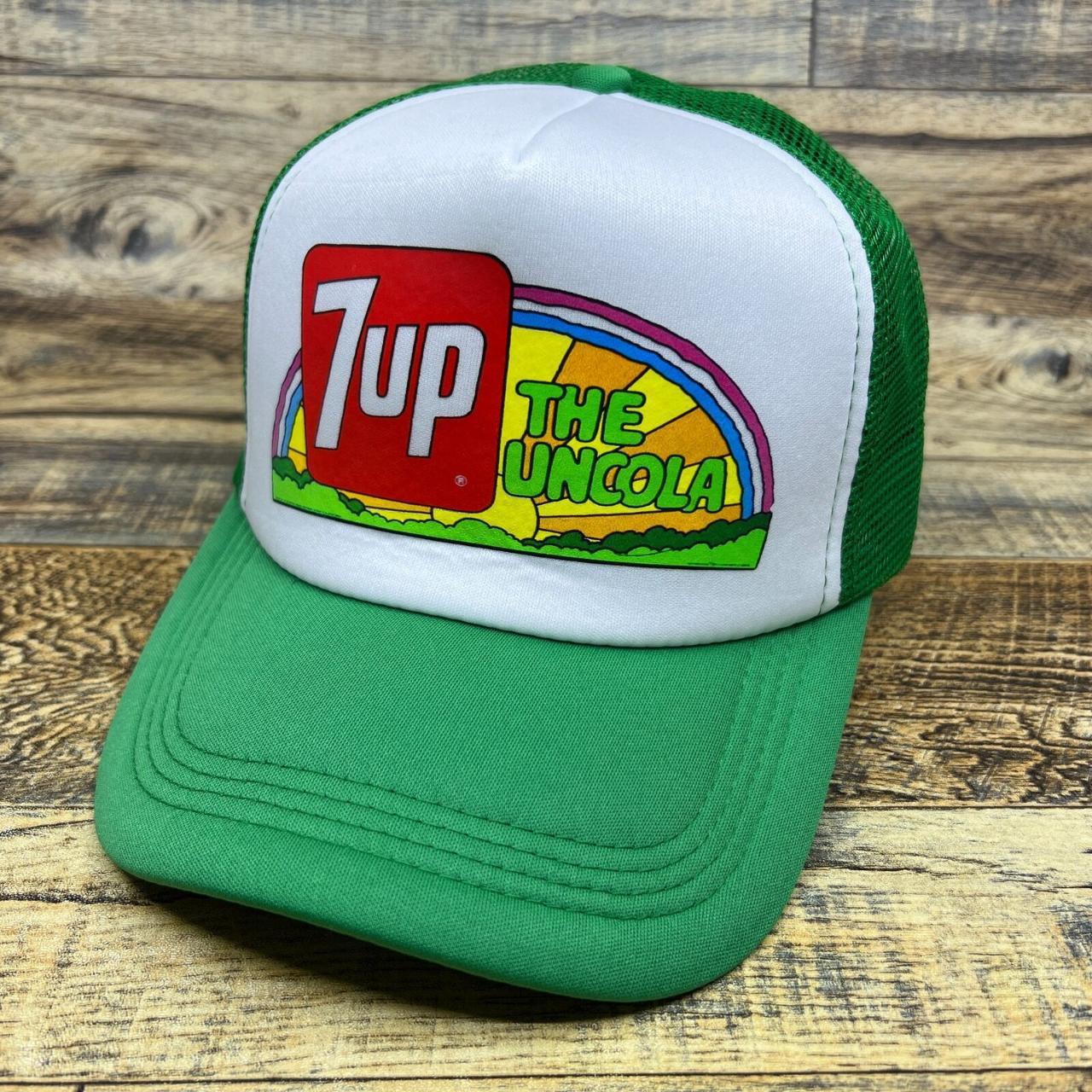 7UP Mens Trucker Hat Green Snapback 1970s Vintage - Depop