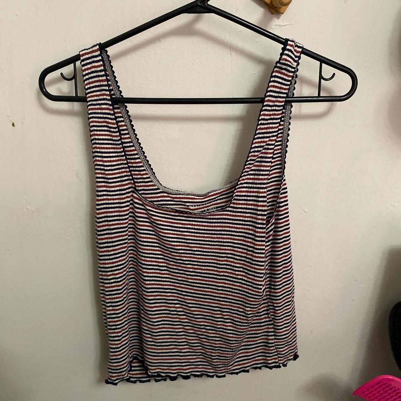 red white and blue american eagle ribbed tank... - Depop