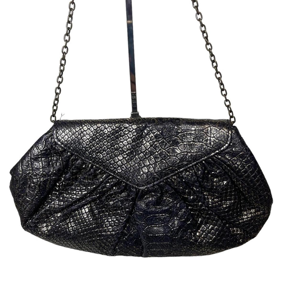 Lauren store Merkin Snake Embossed Leather Chain Link Bag Bronze