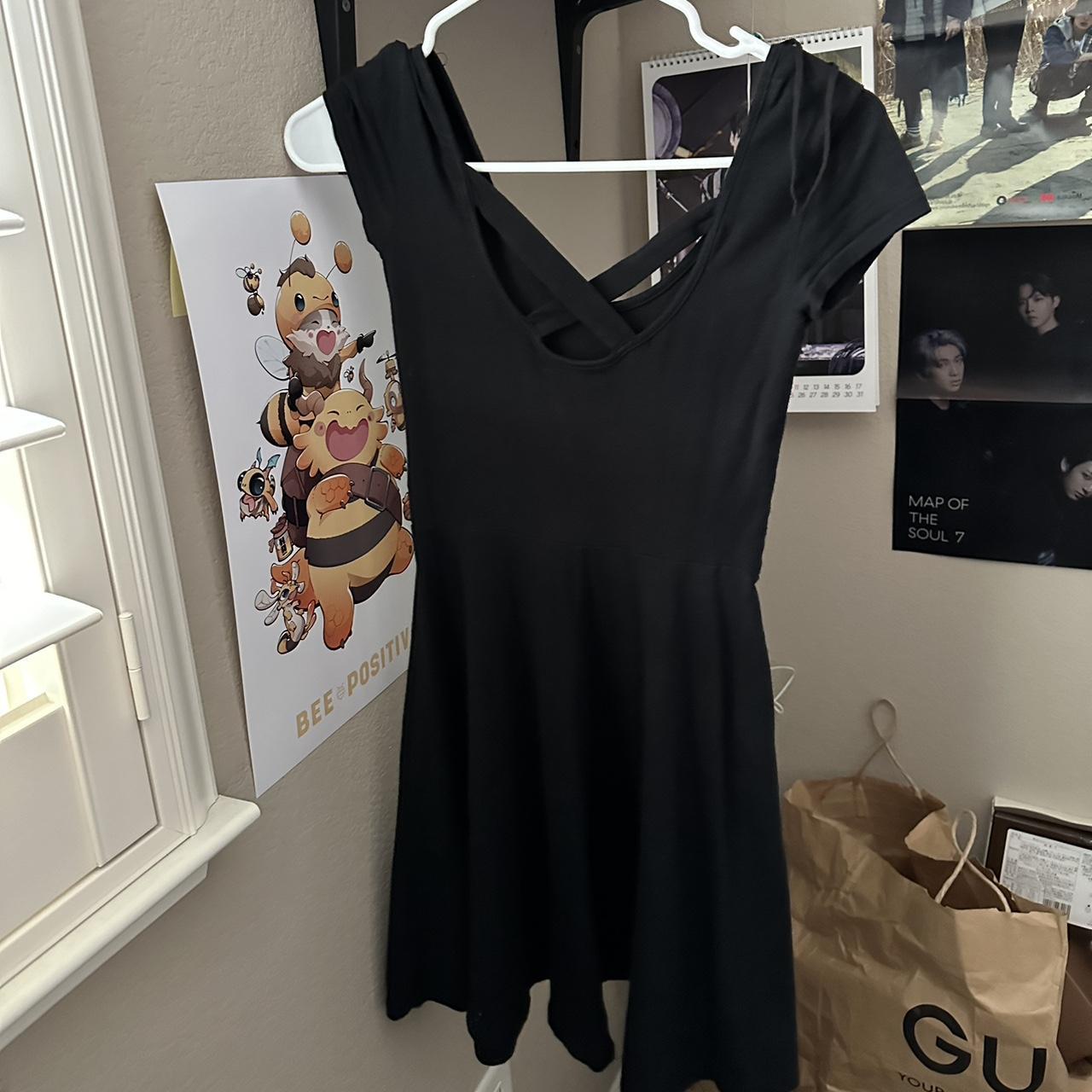 Black Aeropostale skater dress with criss cross back. Depop