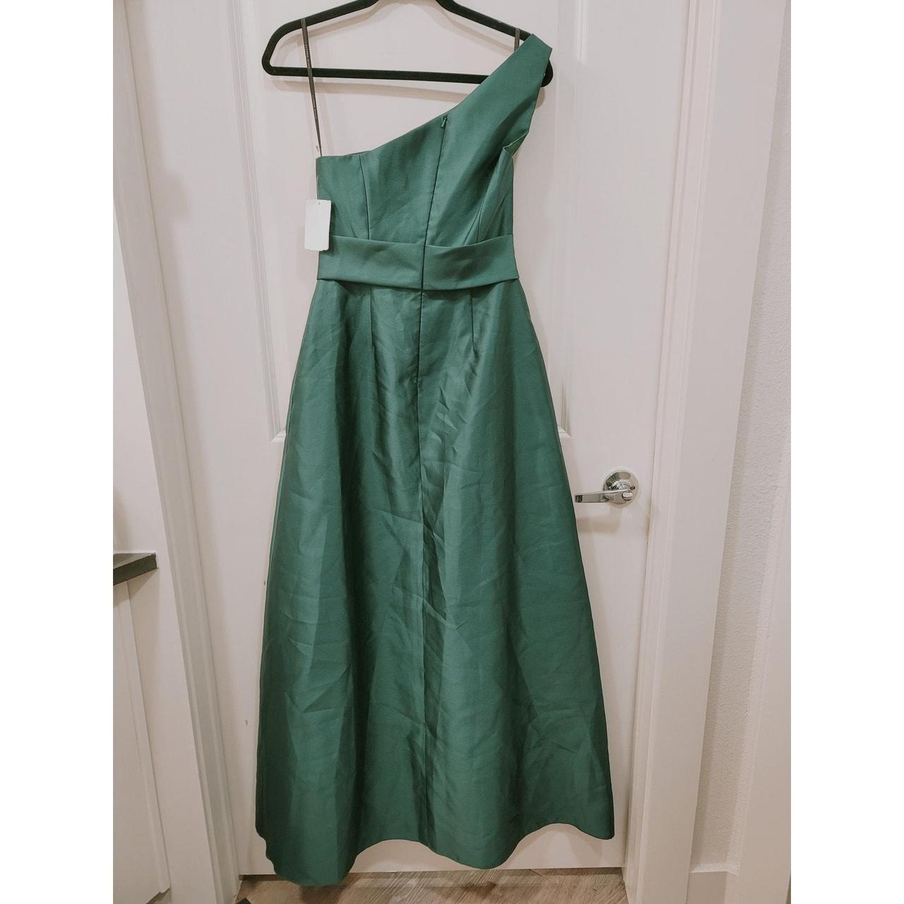 Alfred Sung Satin A line Gown with Pockets and. Depop