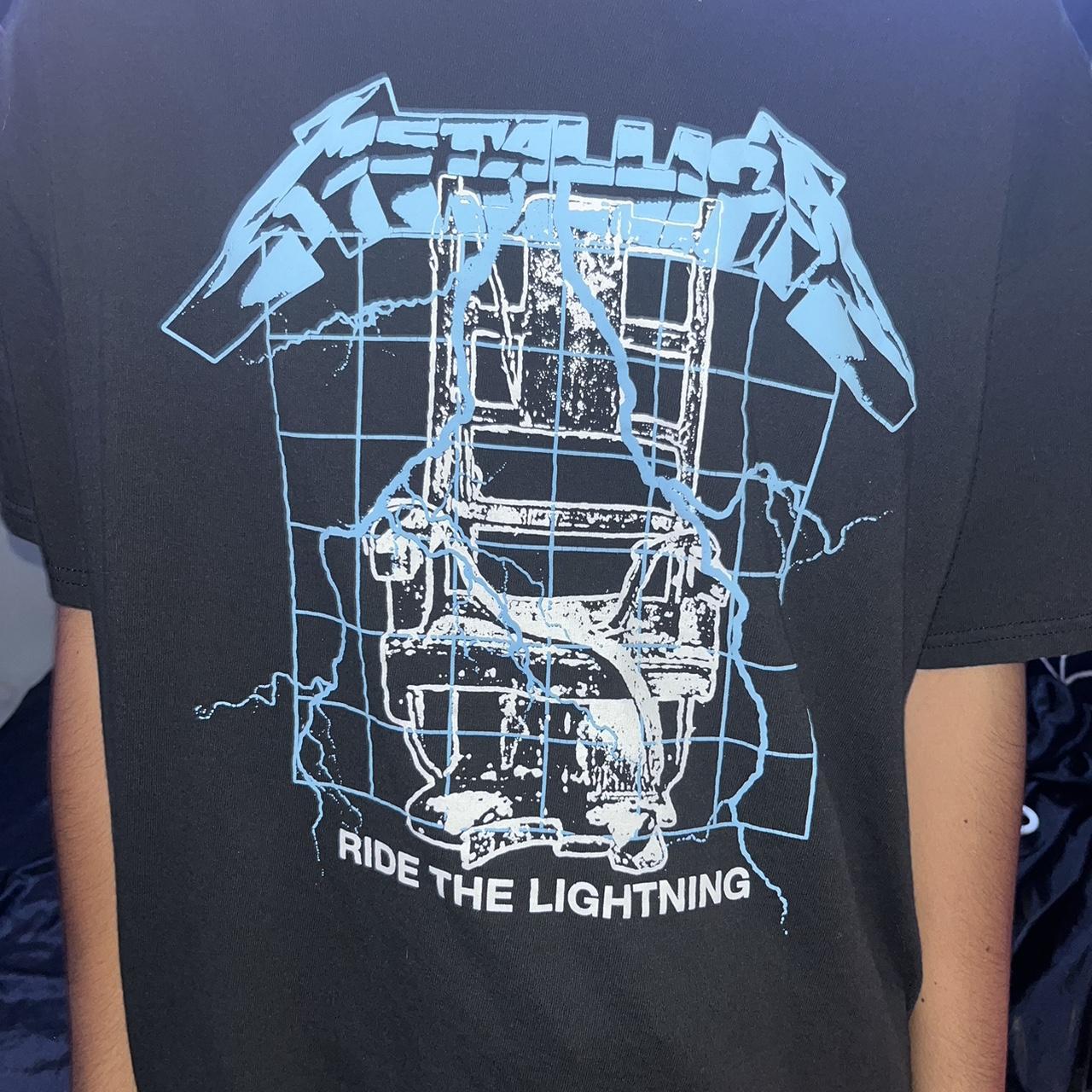 black puffy design Metallica 'Ride the Lightning'... - Depop