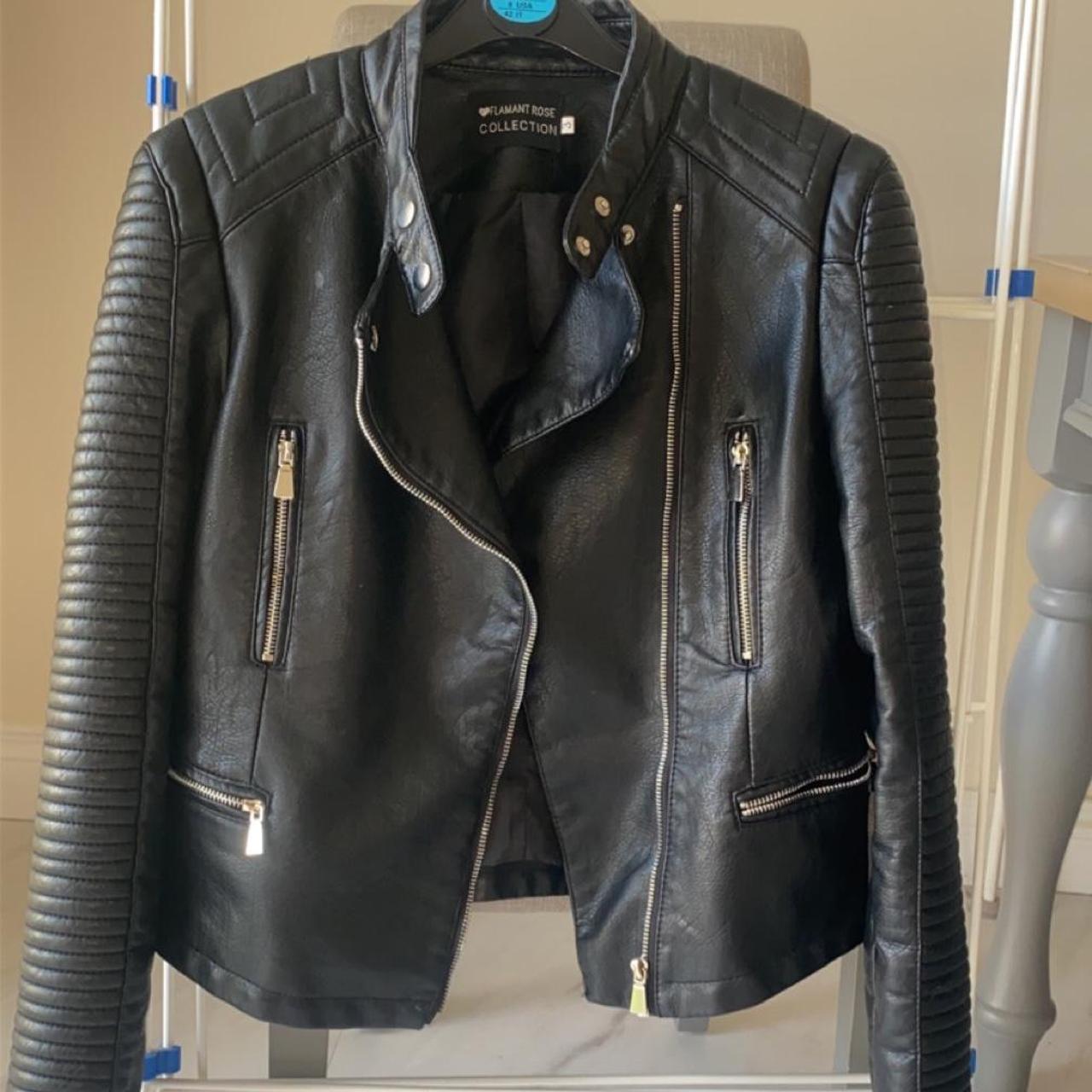Black Leather Jacket Flamant Rose Collection Size. Depop