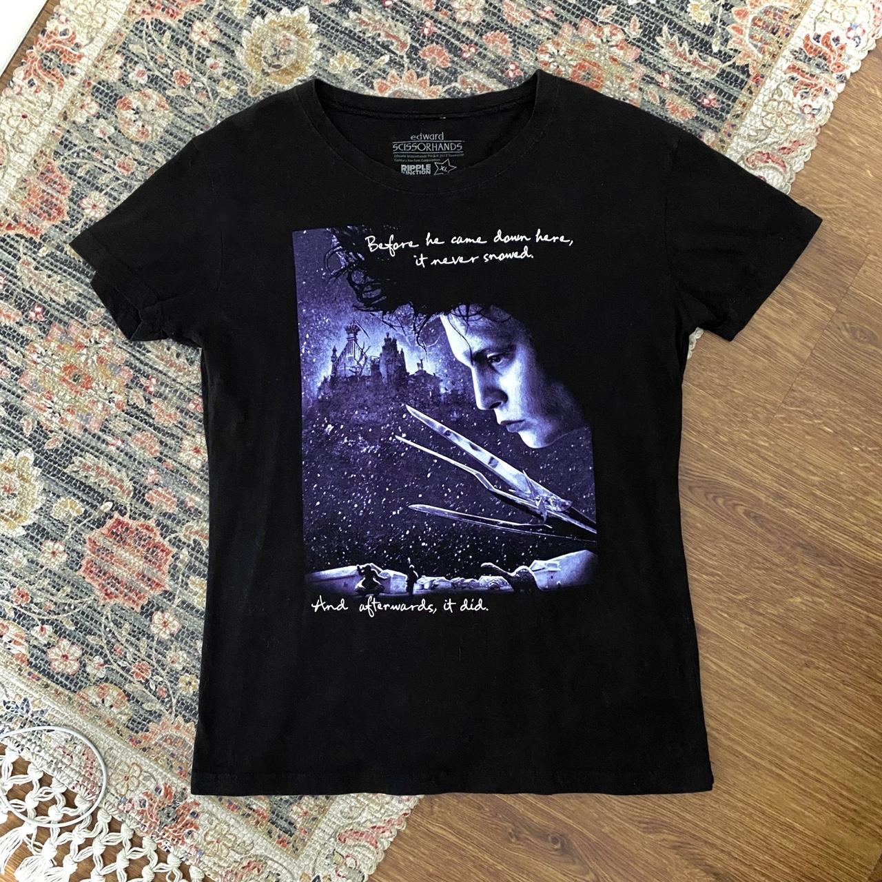 90s vintage edward scissorhands graphic tee 100%... - Depop