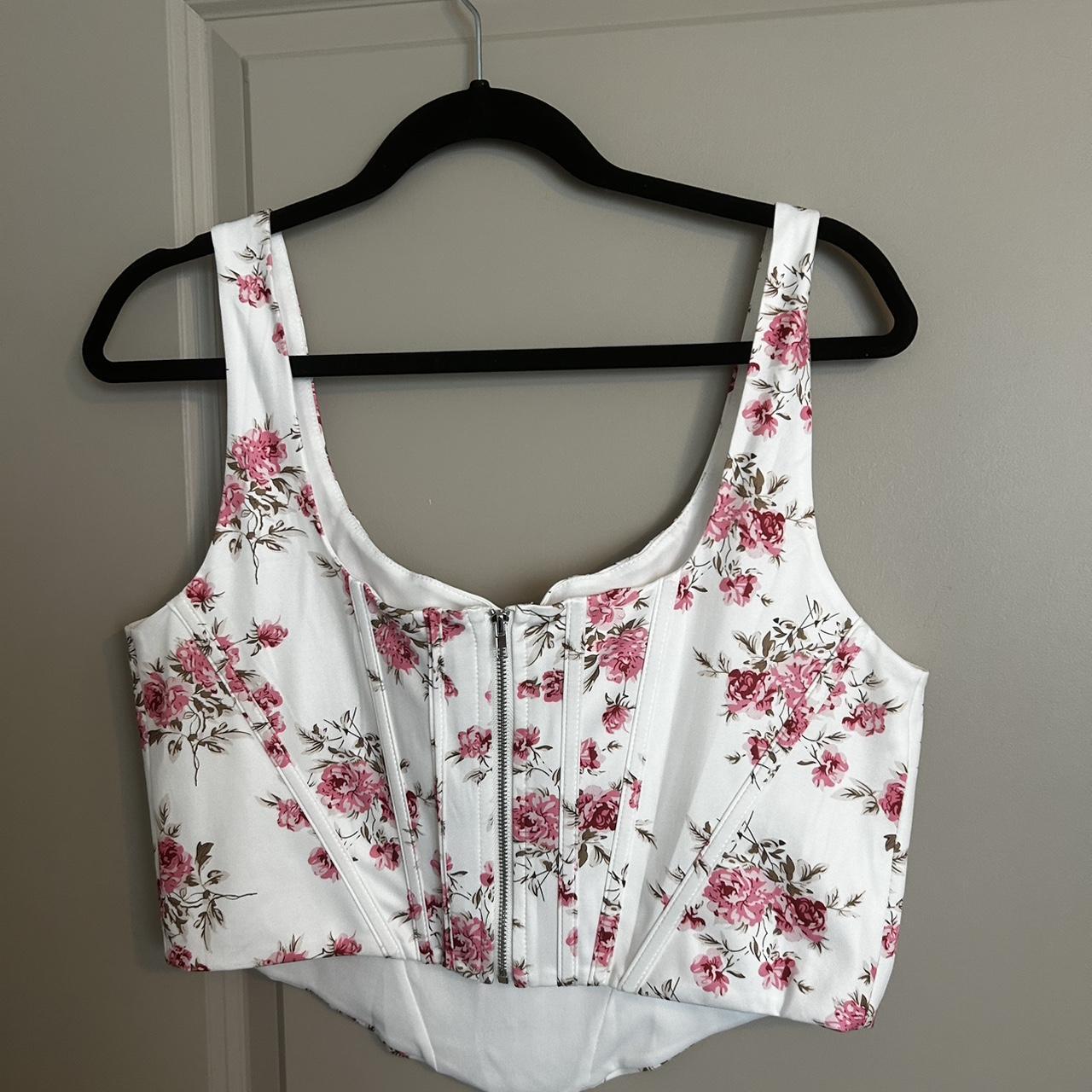 Amazon Corset Floral Top Too big size XL 34DD... Depop