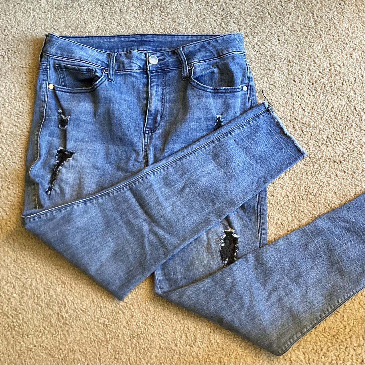 Seven7 Women's Blue and Black Jeans Depop