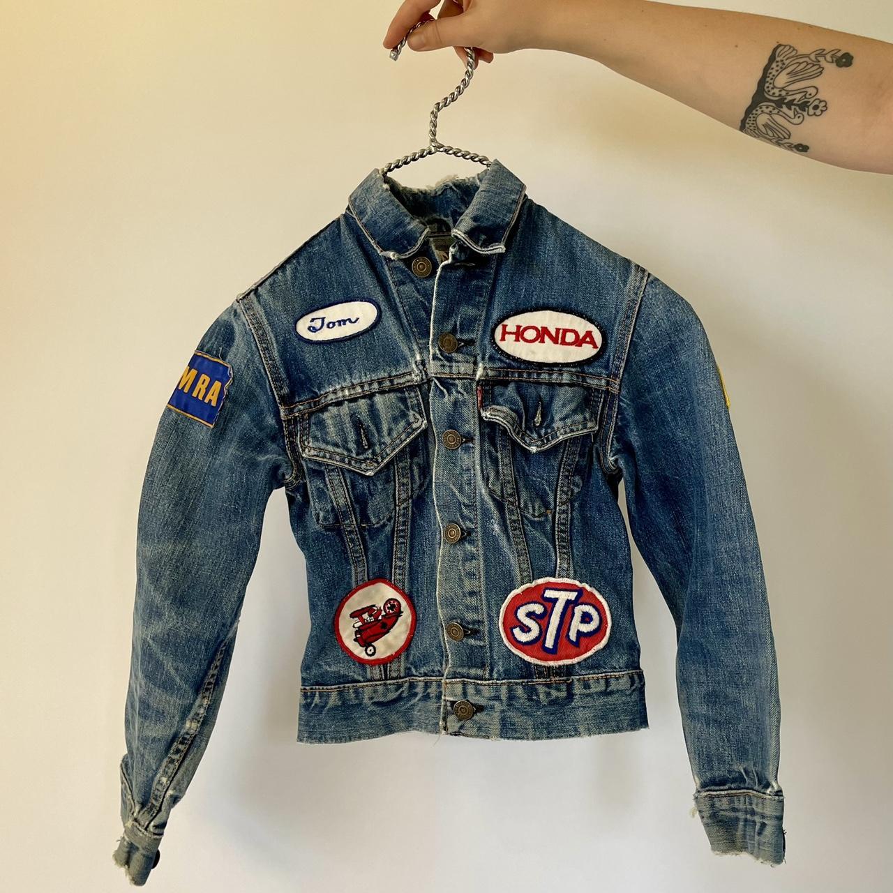 vintage levi's denim jacket with big patch on the - Depop