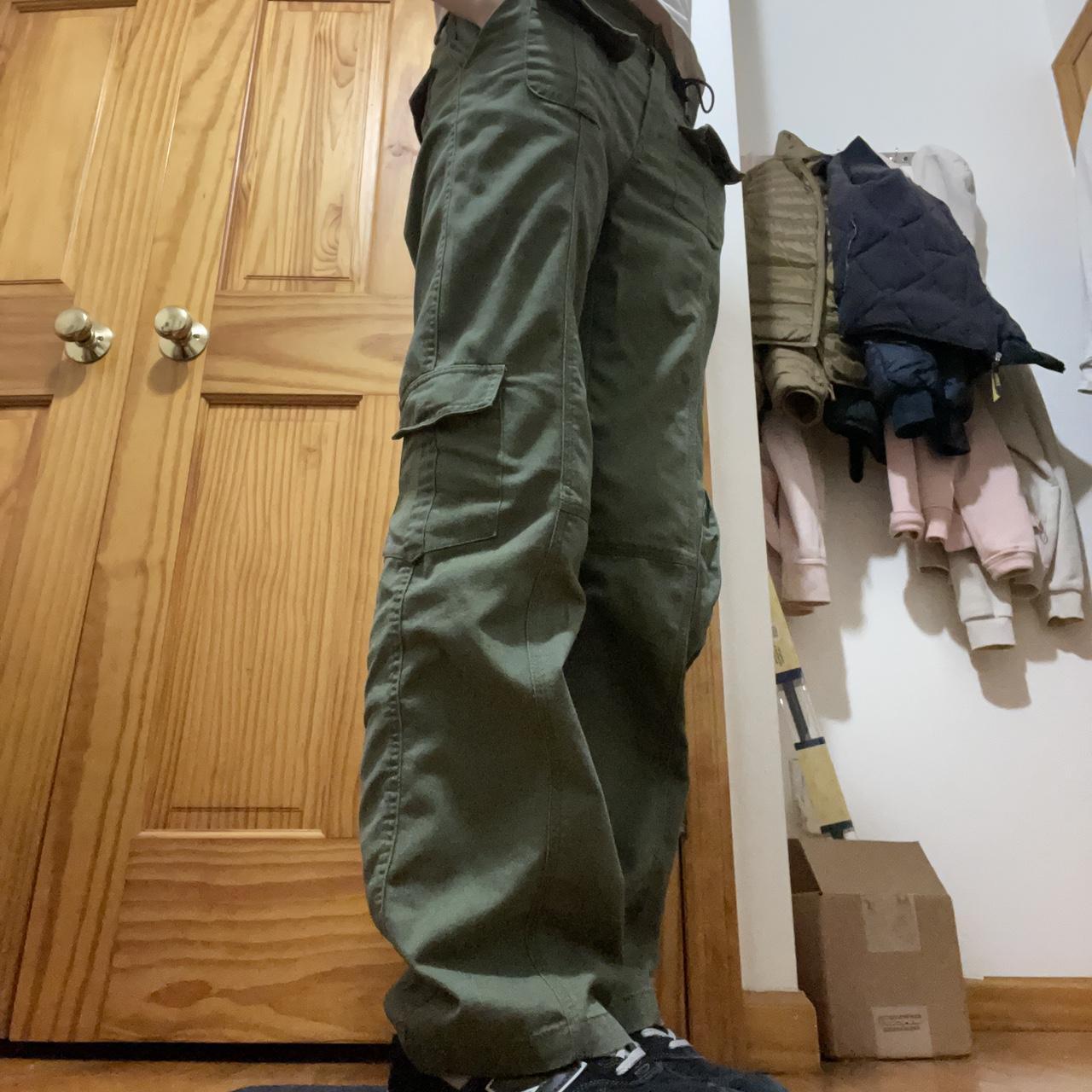 brandy melville kim cargo pants navy green button... Depop