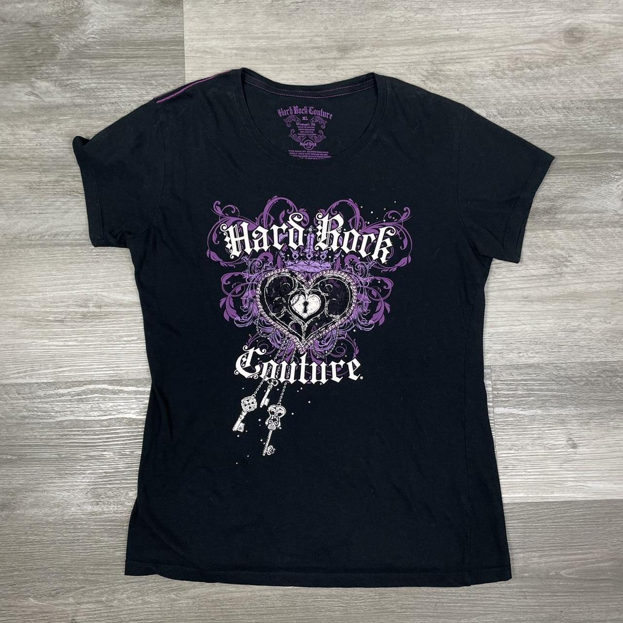 Hard Rock Cafe Women's Black and Purple T-shirt