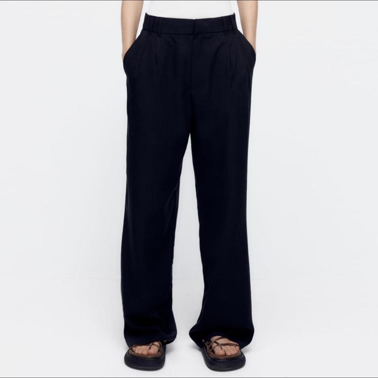 New Zara Black Wide Leg Trousers Brand New With Depop