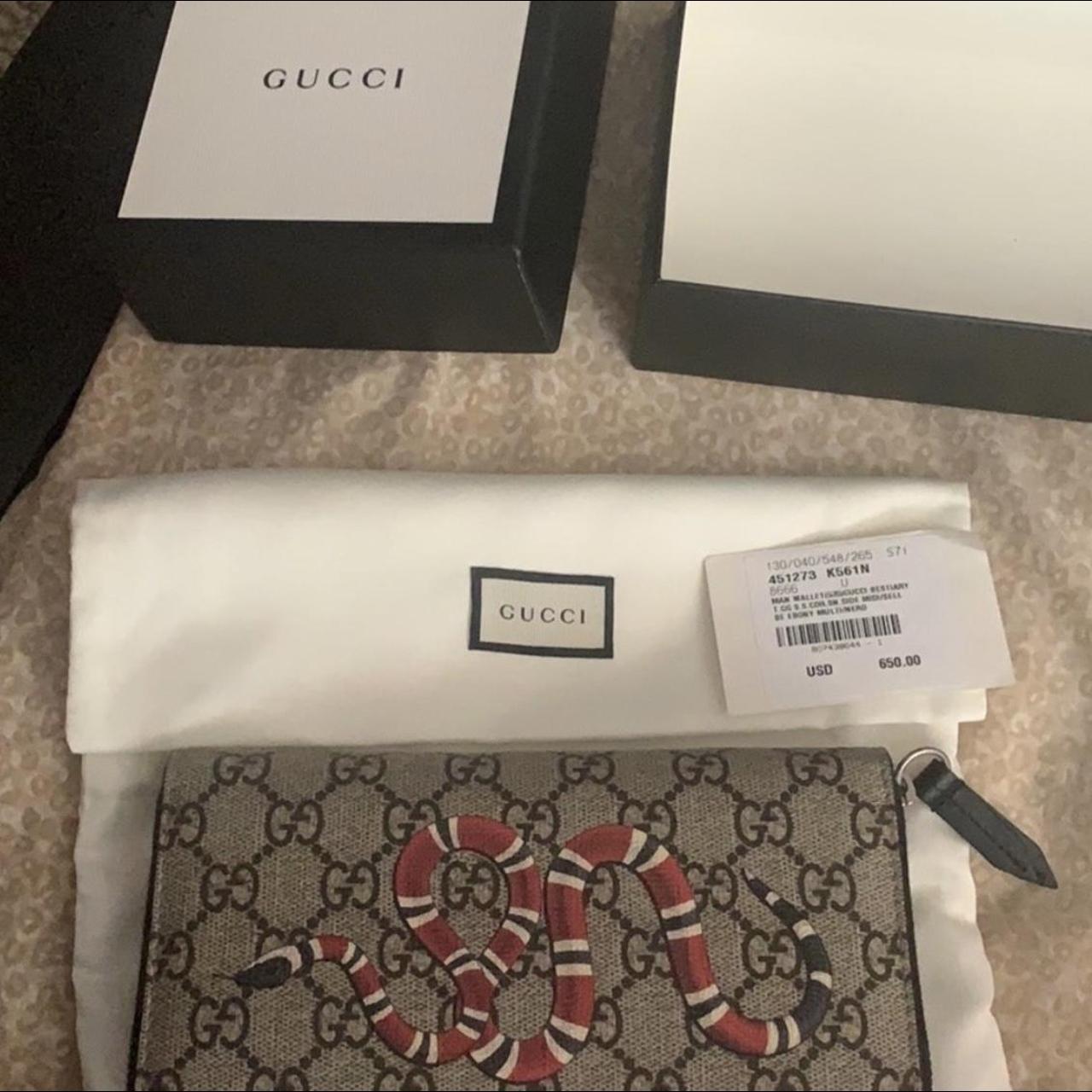 Gucci Bestiary Snake-Print GG Supreme Wallet