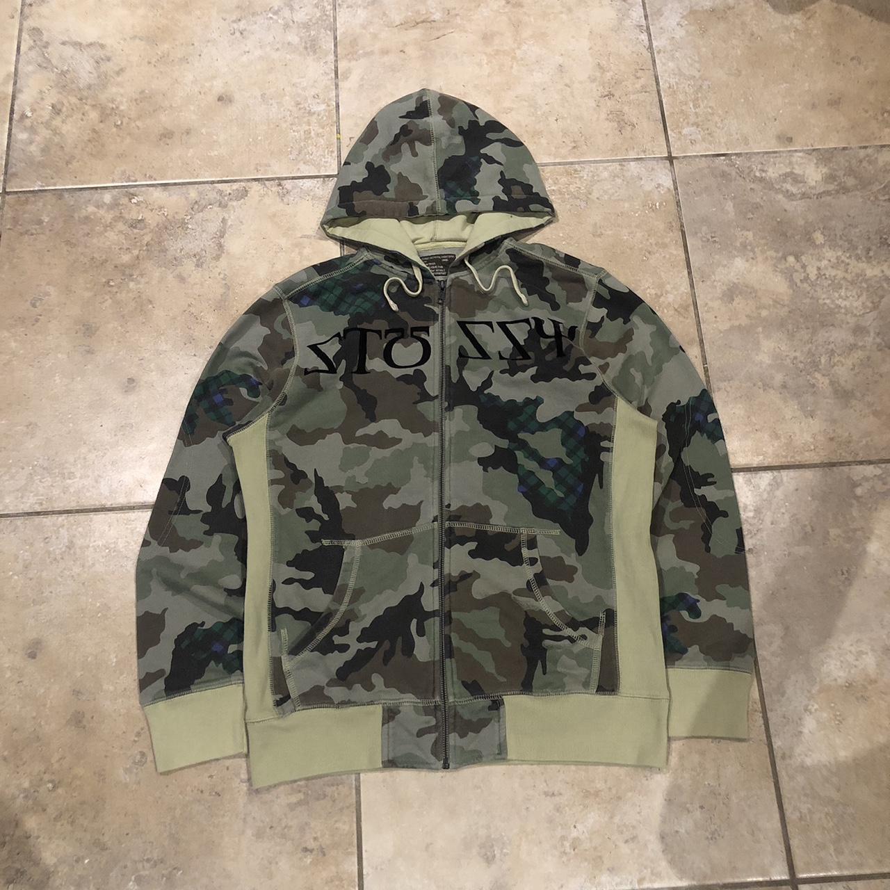 Vintage Camo Stussy Zip Up Hoodie Size Small - Depop