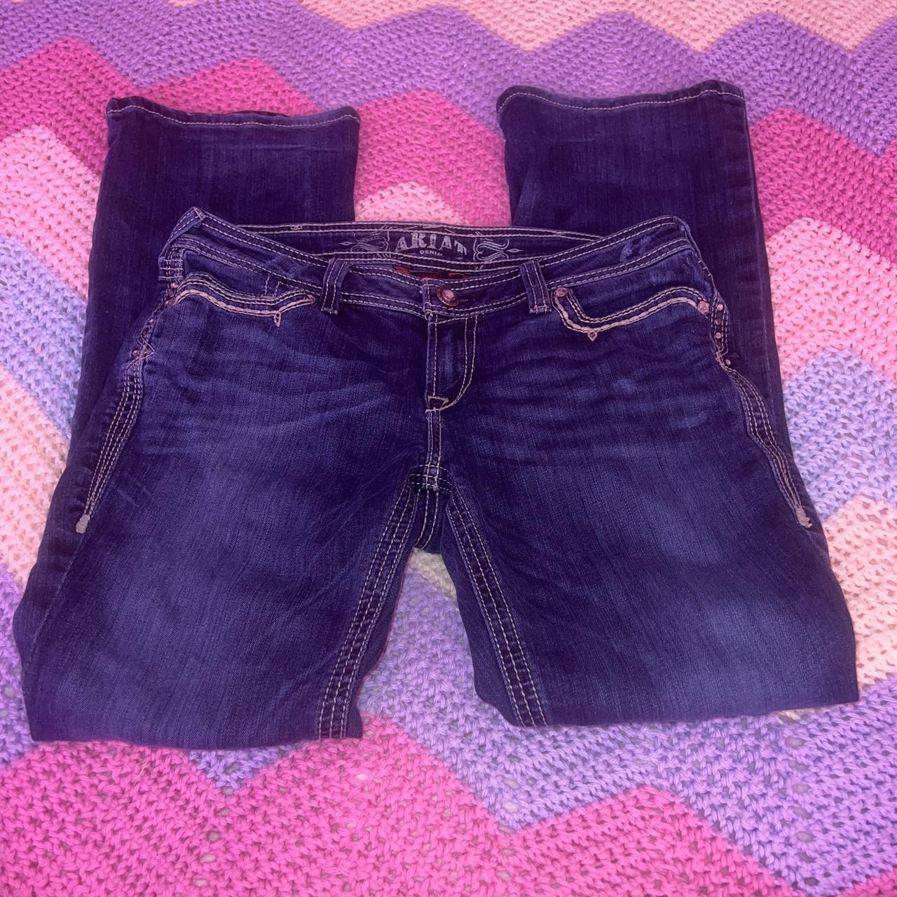 ariat-women-s-navy-and-silver-jeans-depop