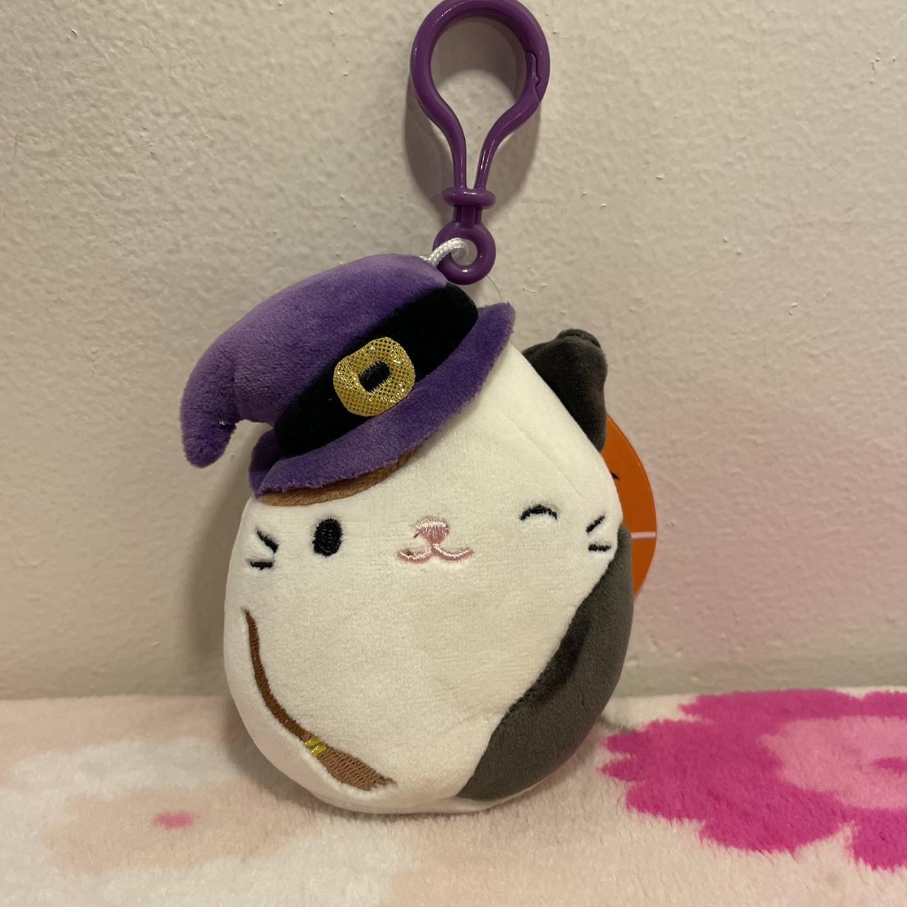 Squishmallows Calico Cat Plush Clip On - Pink/Purple, 3.5 in