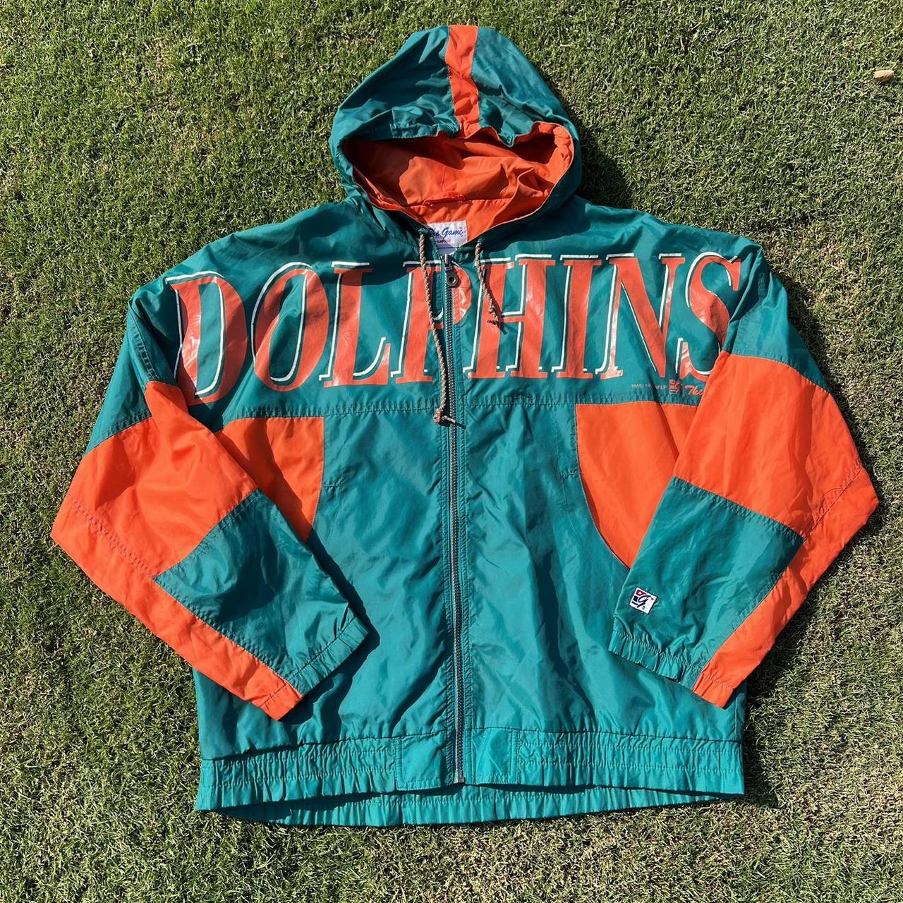 Vintage 90s Green Starter X NFL Miami Dolphins Hooded Jacket