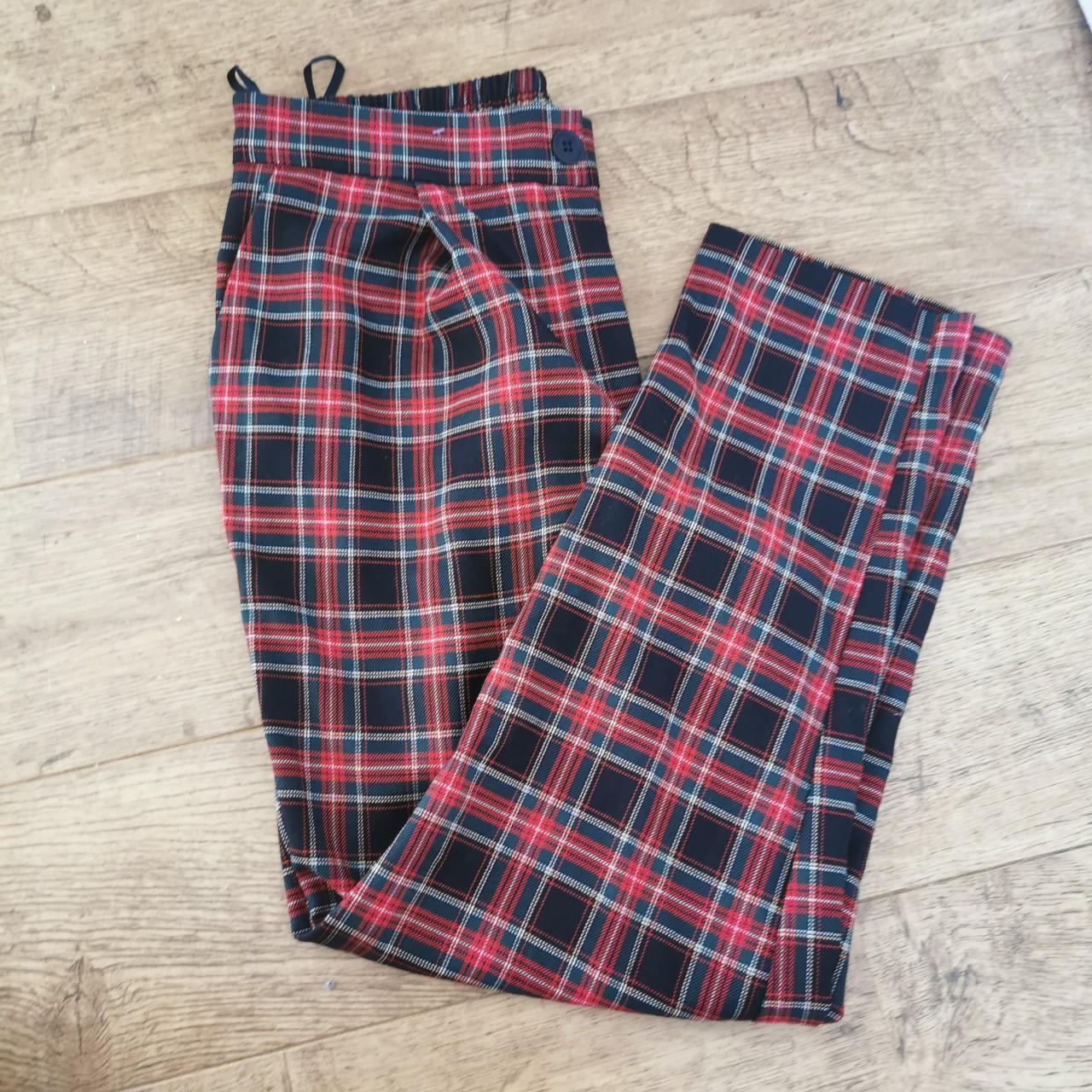 Size 12 Red Tartan Check Plaid Patterned... - Depop