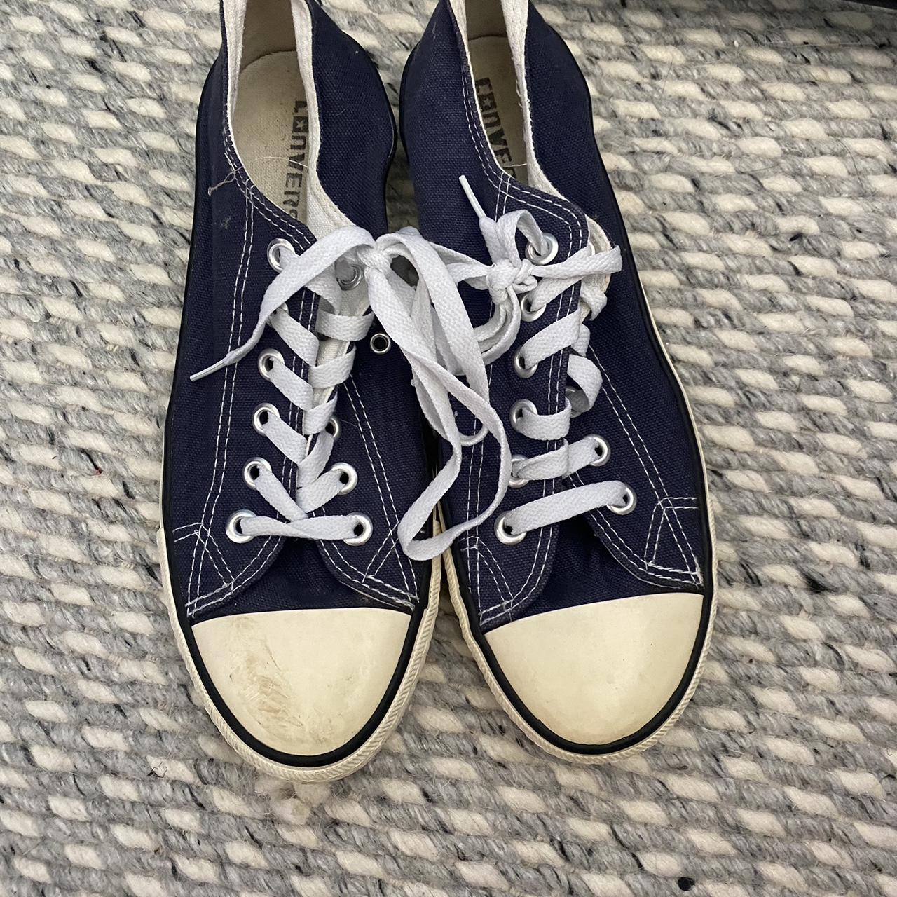 Navy blue all star converse. - Depop