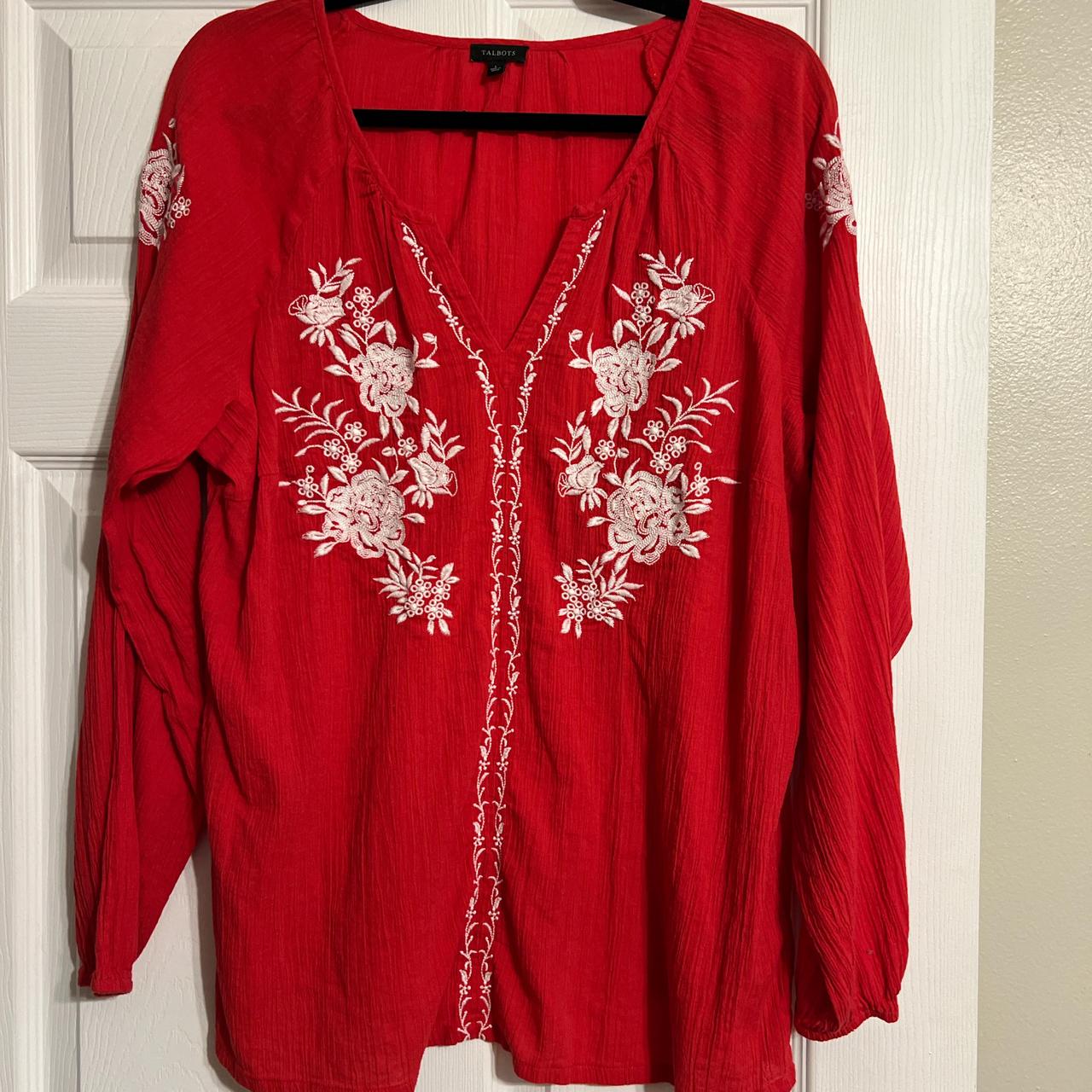 Talbots red blouse online