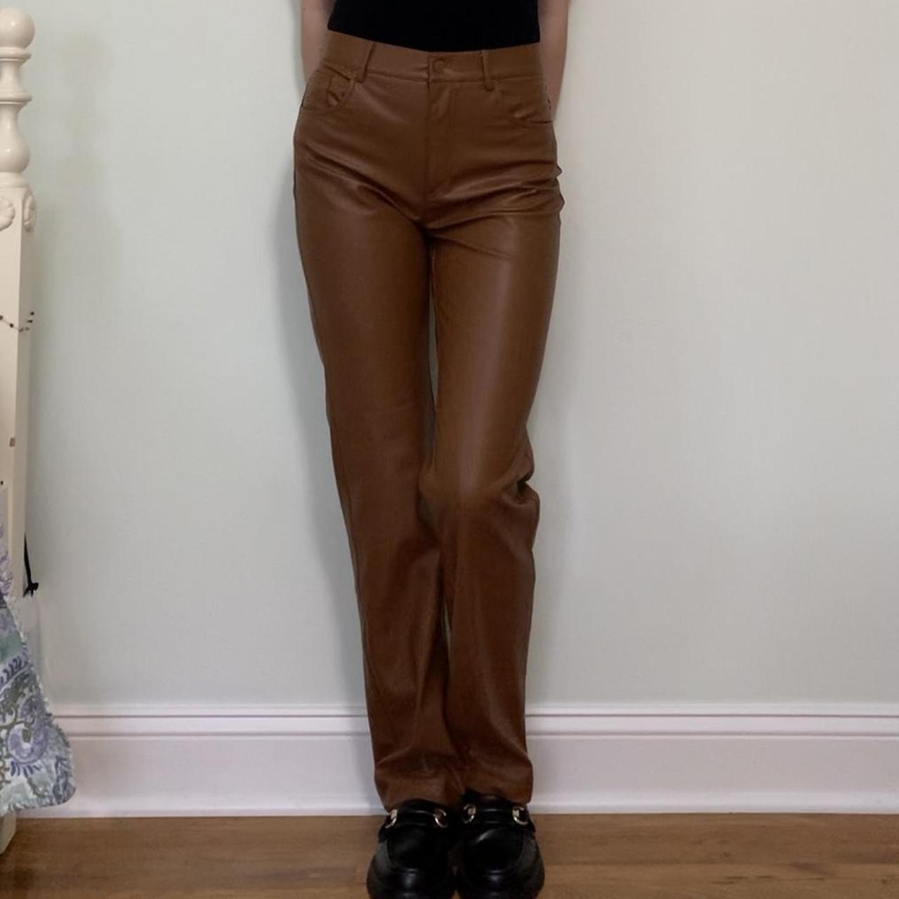 BOOT CUT LEATHER PANTS These pants are lined with a... - Depop