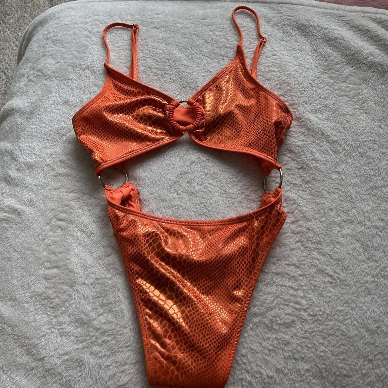 Rave after rave orange bodysuit size medium #rave... - Depop