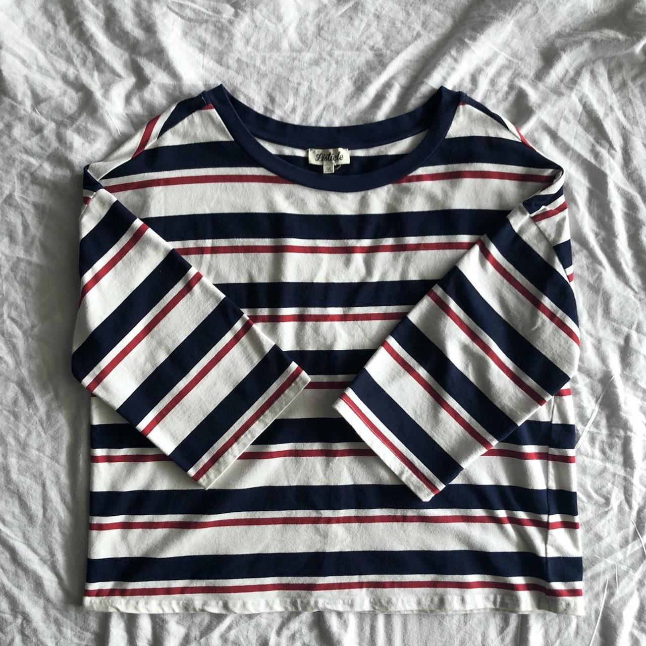 Listicle Red White & Blue Striped Long Sleeve... - Depop