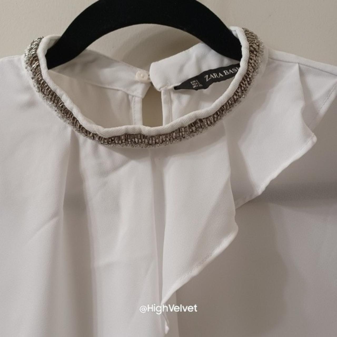 ZARA Basic White Lightweight Blouse Sz Small Pay... - Depop