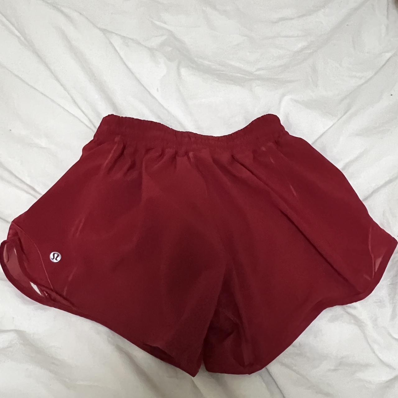 Red lululemon hotty hot shorts. Size 4 tall.... - Depop