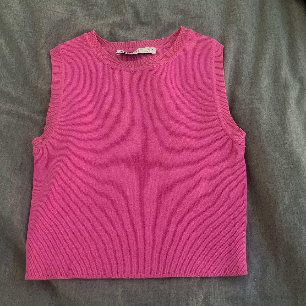 Zara Women's Pink Veststankscamis Depop