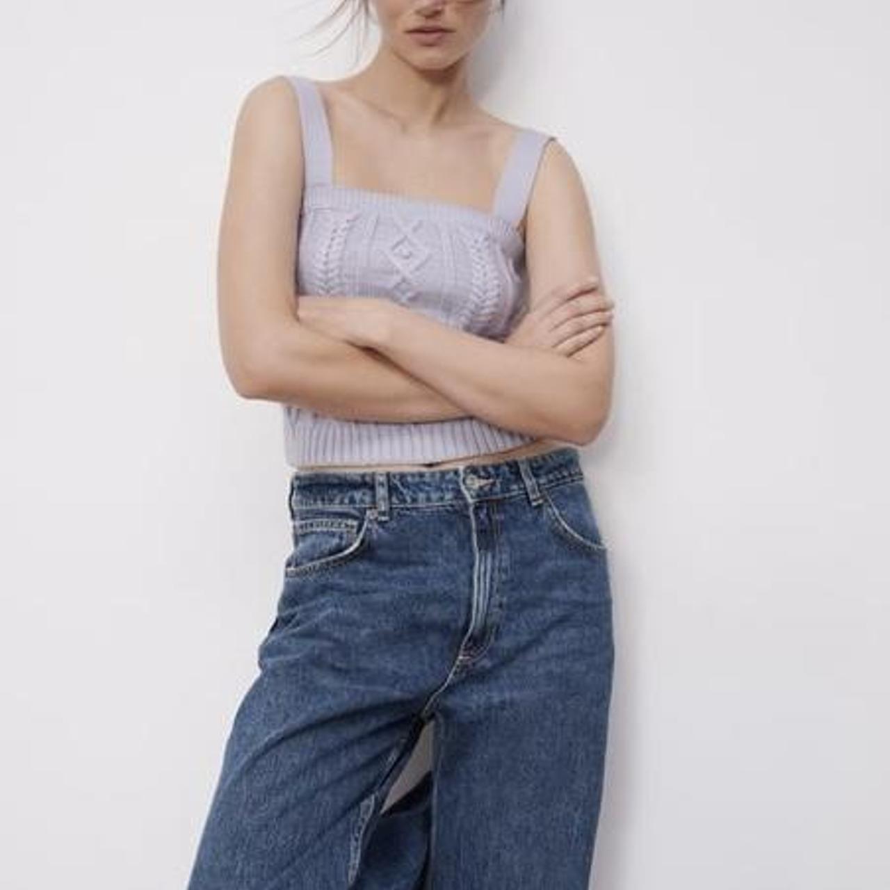 Zara Lilac Cable Knit Crop Top Size S Brand New With... - Depop