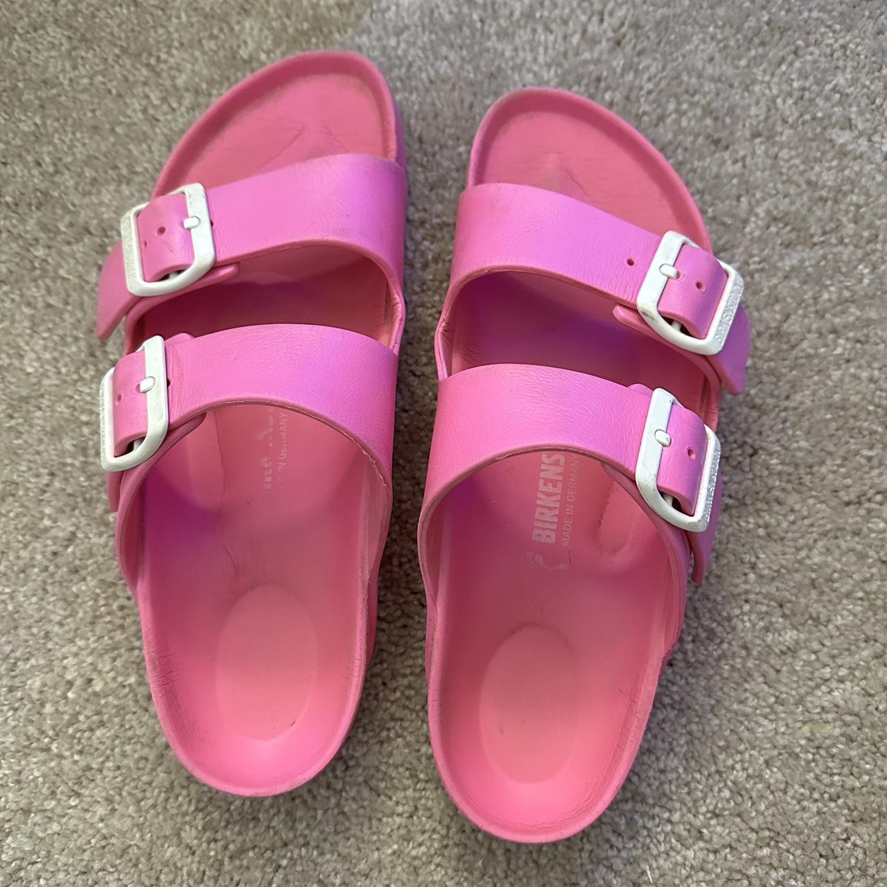 Birkenstocks pink plastic ones worn only a few... - Depop