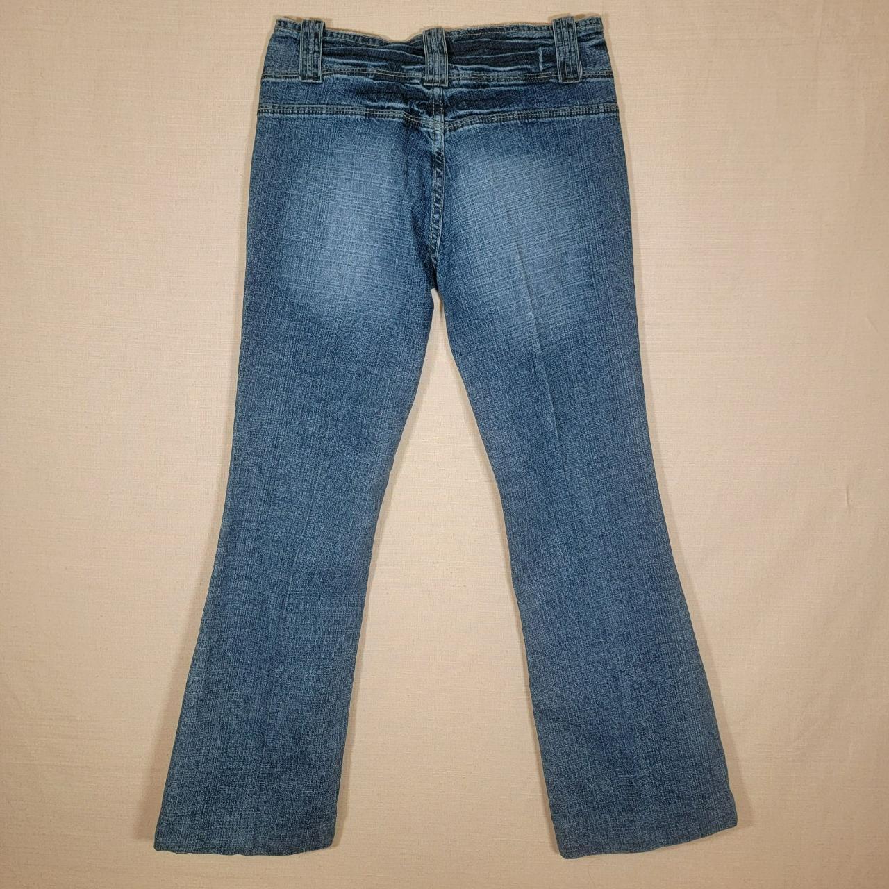 Y2K Jou Jou Piping Low-Rise Dark Wash Flare /... - Depop