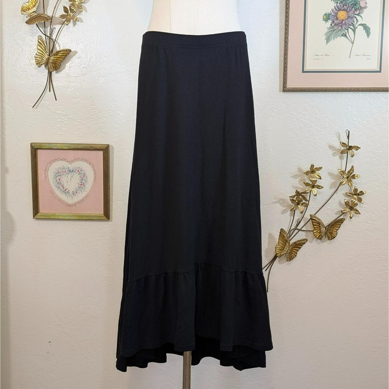 Black high low ruffle skirt best sale