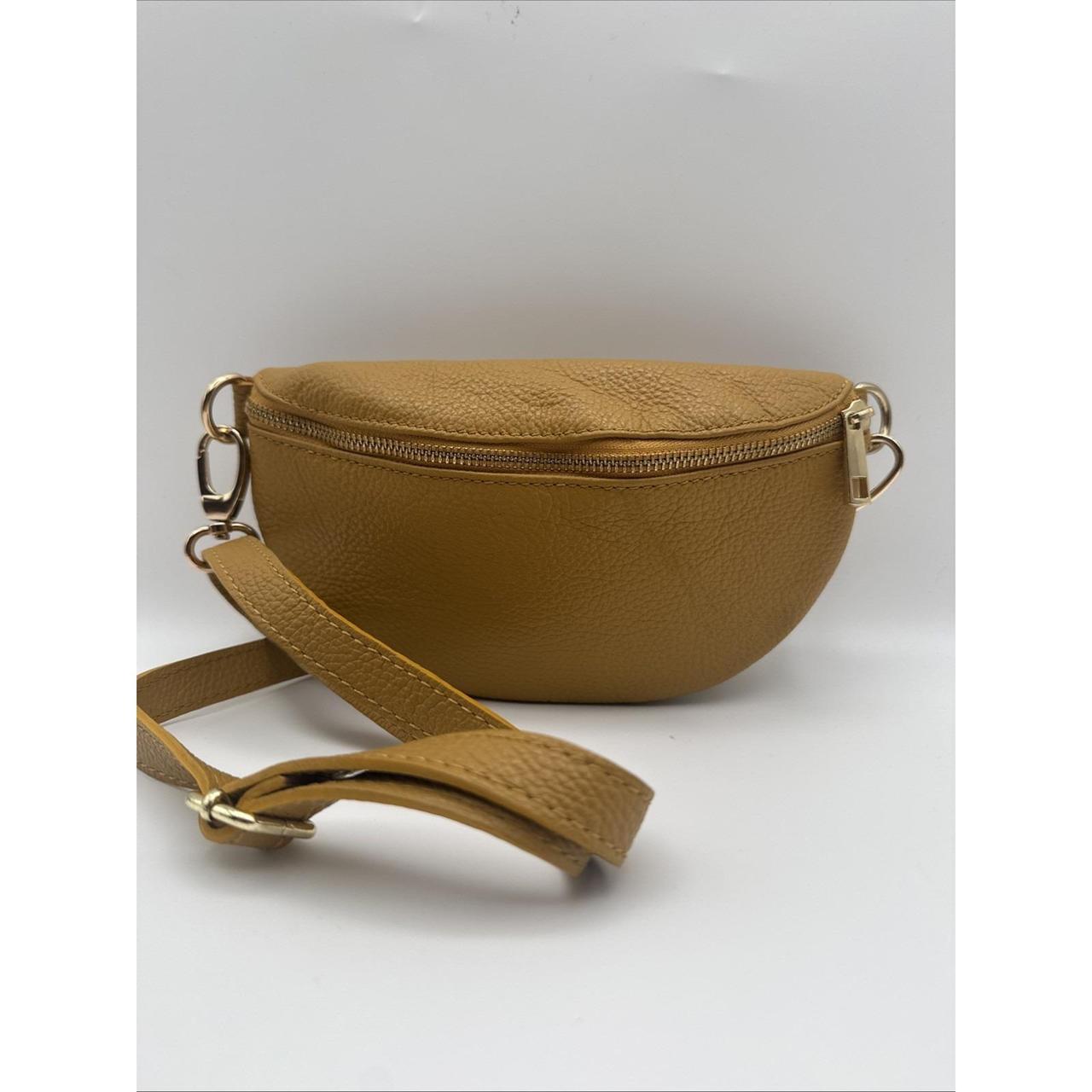 Women's Fanny packs and belt bags - Yellow – Borse In Pelle Yellow Pebble Genuine Leather …