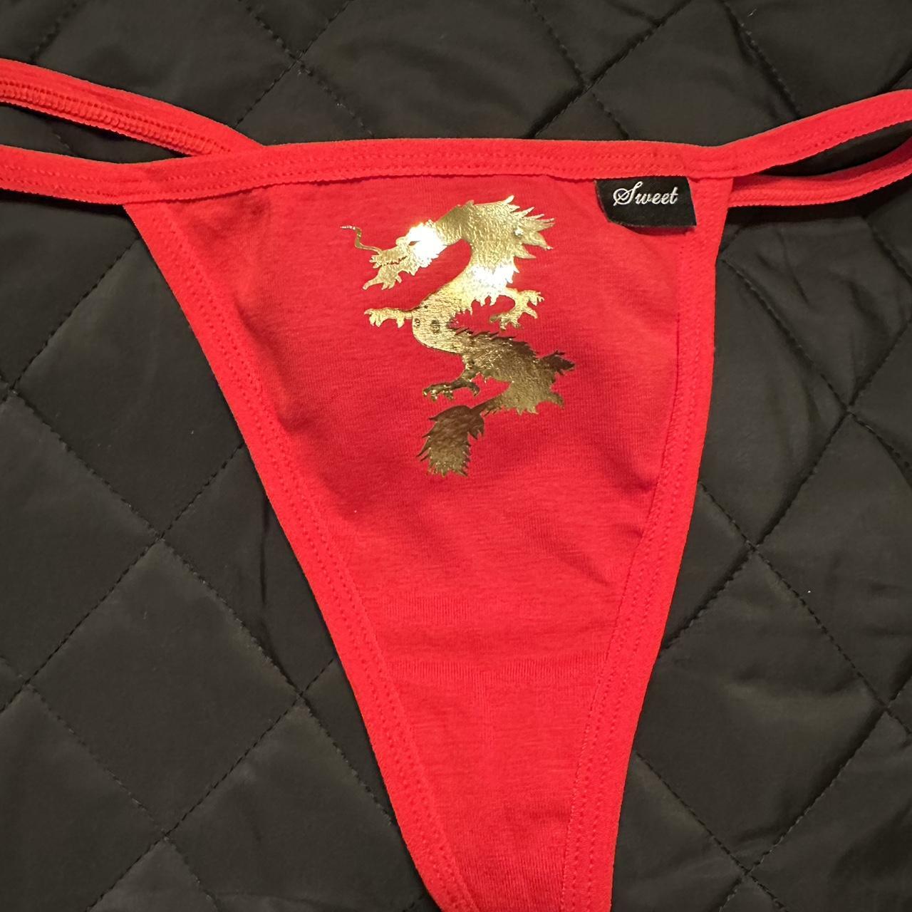 Lunar New Year Thong with golden dragon., Sizes S 