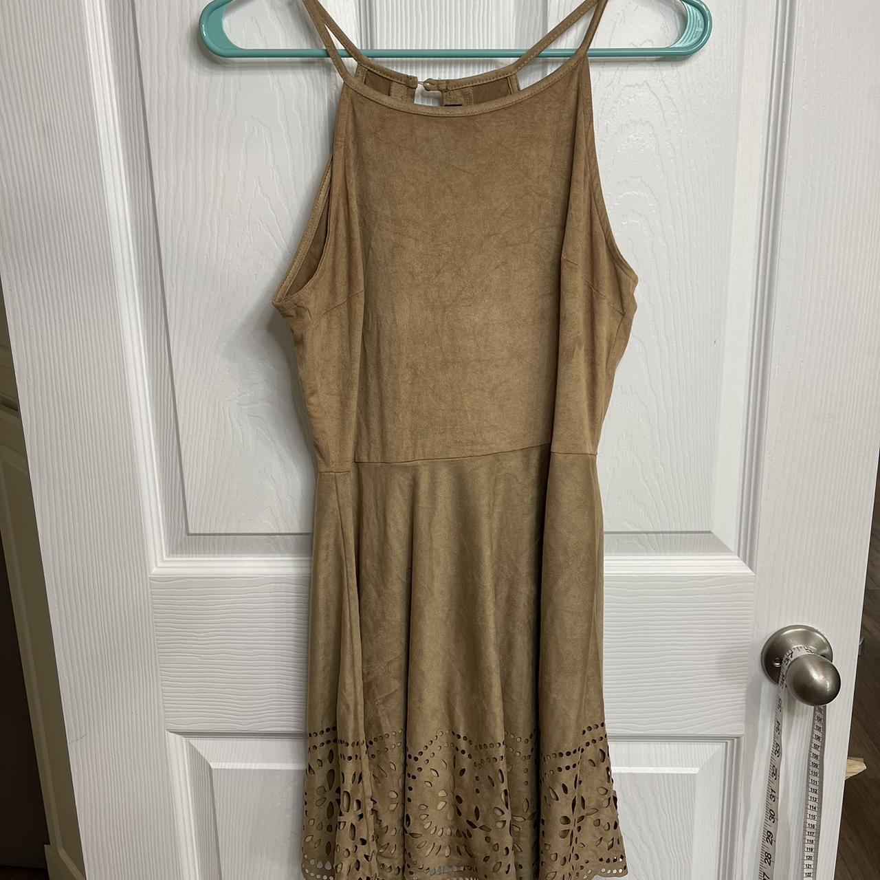 Derek Heart Dress Womens Medium Tan Suede Sleeveless. Depop